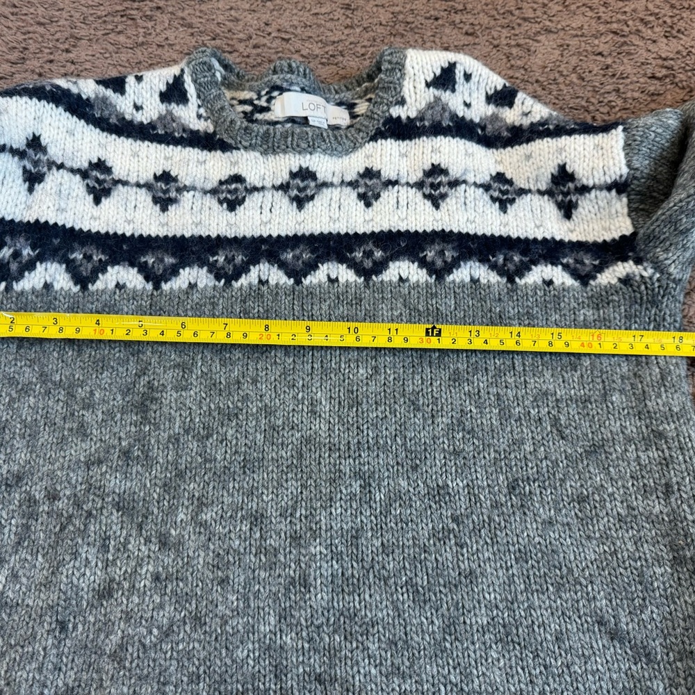 2 FOR $20 Loft Gray Wool Blend Argyle Print Sweater High Low PETITE S P - Picture 4 of 6